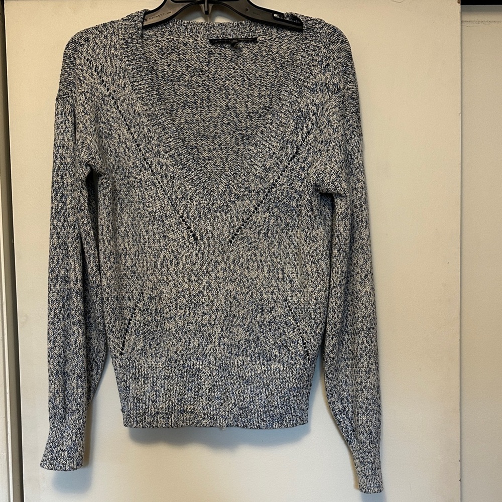 White House Black Market Gray V-Neck Sweater